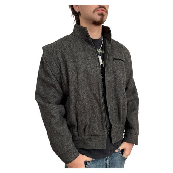 Vintage The American Male 100 % wool gray jacket stand collar size 40 medium - Picture 4 of 17